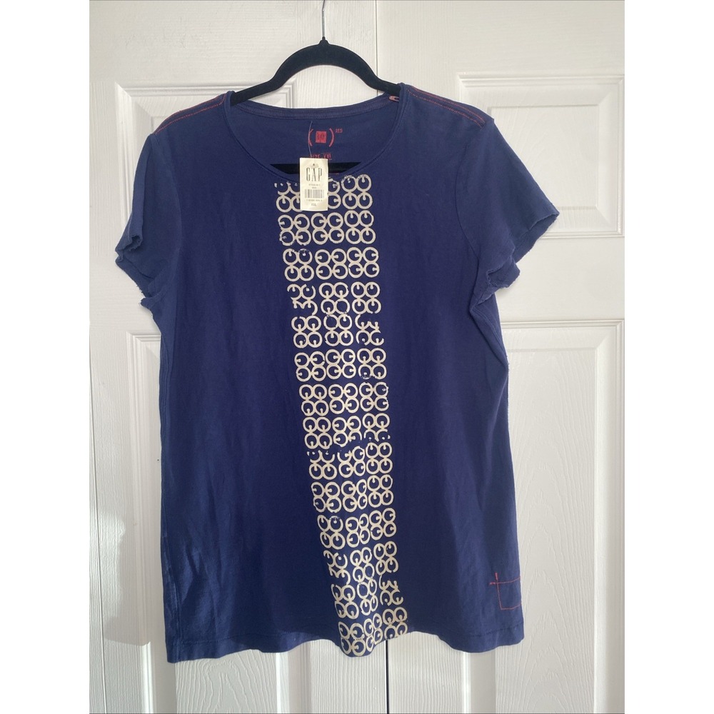 Gap RED Graphic‎ Tee Womens XXL Blue Y2K Vintage 2007 African Cotton T-Shirt